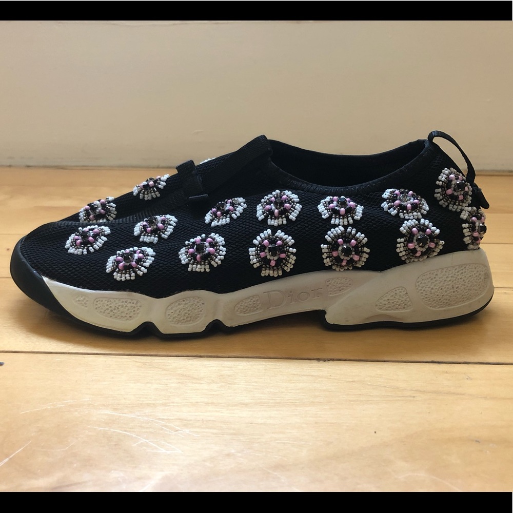 Christian Dior Jeweled black mesh sneakers